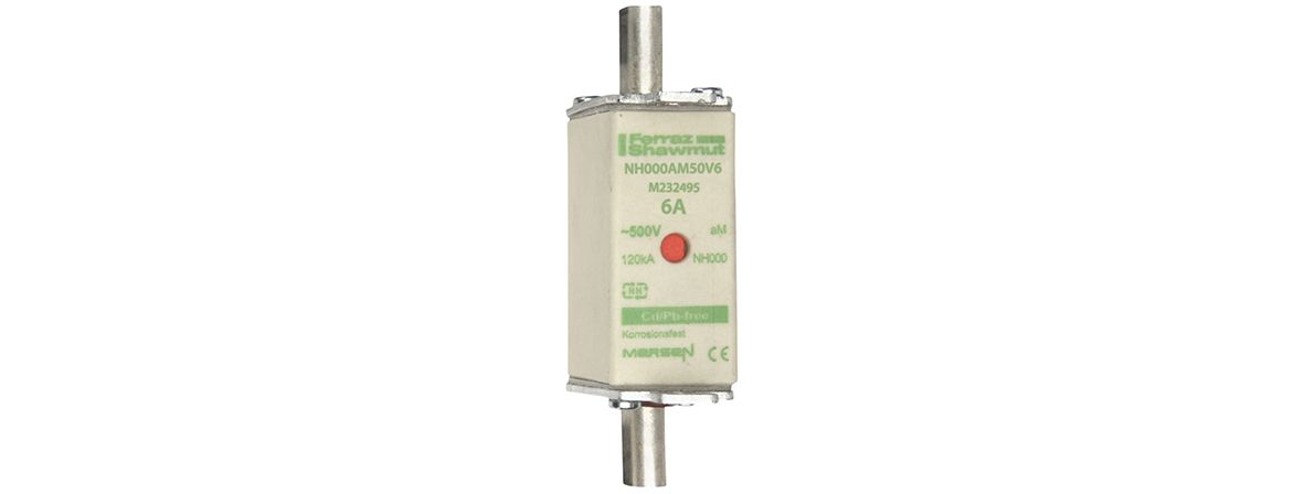 M232495 - NH fuse-link aM, 500VAC, size 000, 6A double indicator/live tags